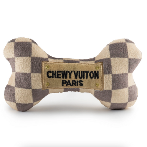 Checker Chewy Vuiton Bone Dog Toy