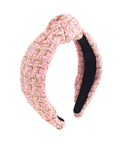 Briana Cannon Pink & Gold Tweed Adult Size Headband