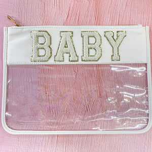 "Baby" Clear Chenille Letter Pouch