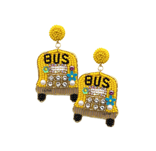 School Bus Teacher Beaded Earring