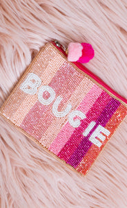 Pink Beaded "Bougie" Tassle Pouch