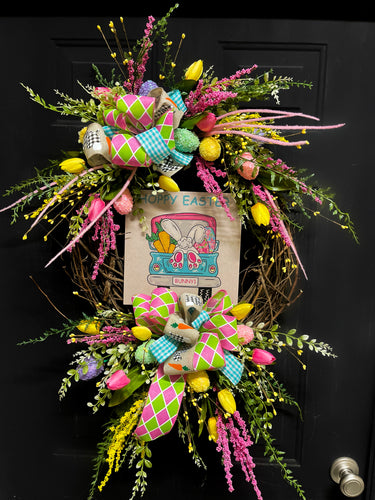 Hoppy Easter Moss Spring Wreath