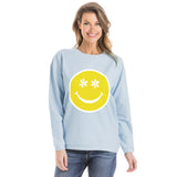 Happy Face Flowers Corded Sweatshirt